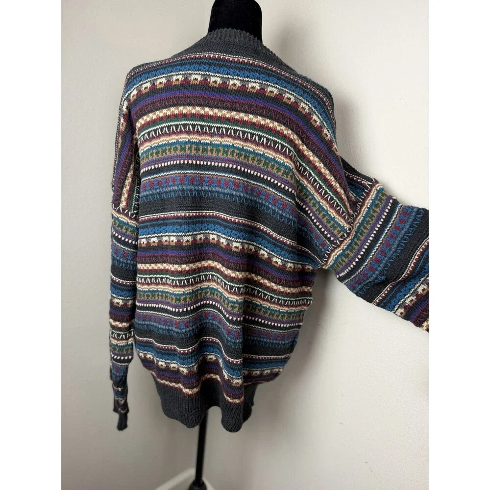 Vintage 90s Florence Tricot 3D Knit Coogi Style Colorful Sweater Pullover XLarge